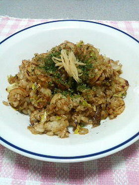 ちくわとキャベツのソース焼き飯