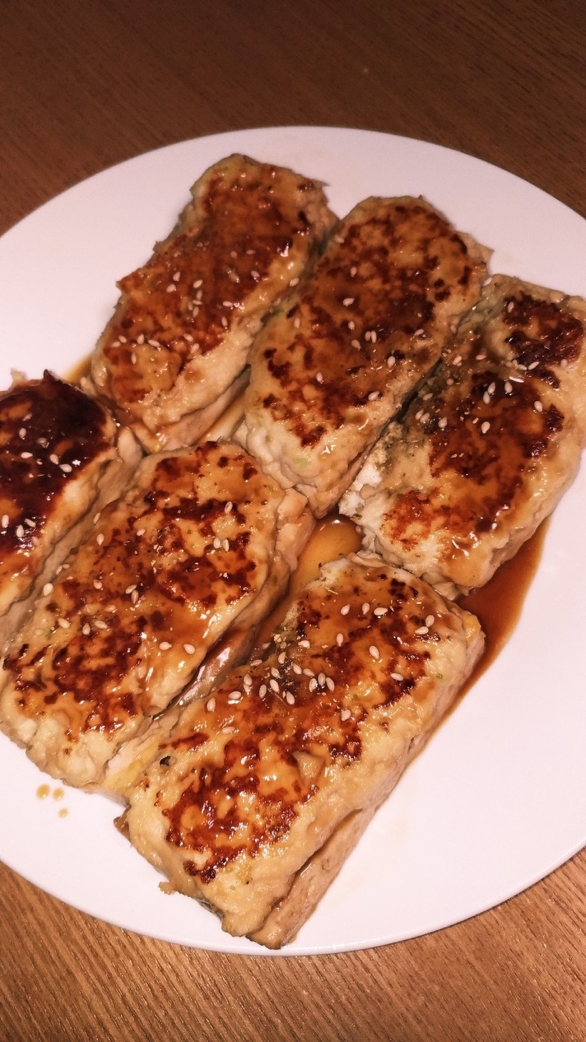 豆腐の鶏ひき肉のせ蒲焼き風の画像