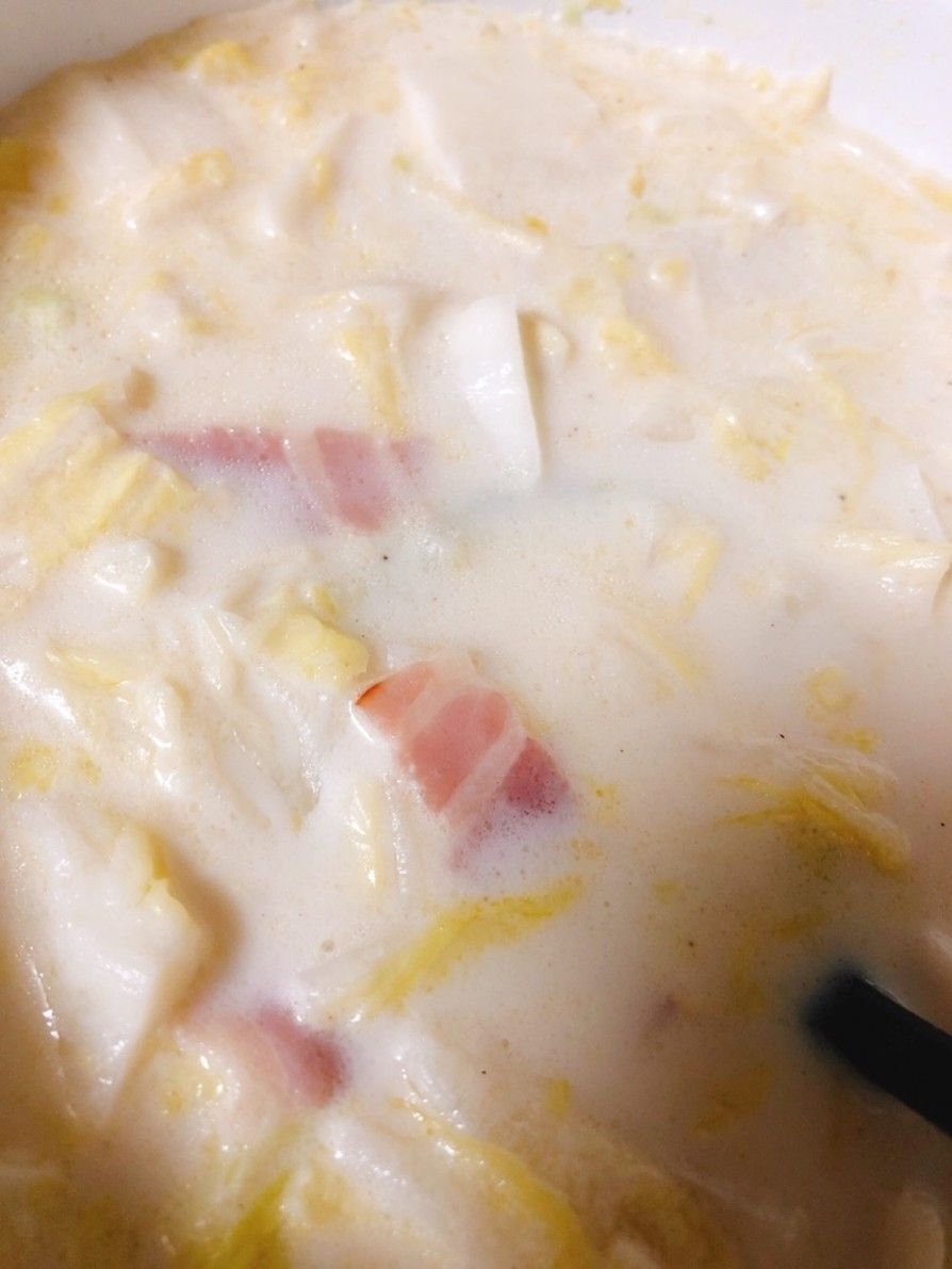 ベーコンと白菜のがっつりミルクスープの画像