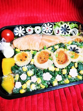 のっけ弁*卵アートde 応援・花見弁当
