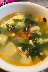 春菊とあさりのピリ辛スープ