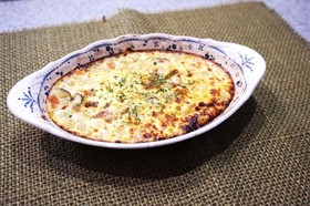 朝でも簡単♫豆ときのこのキッシュ風