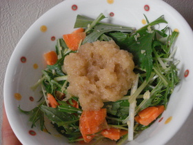 ♡ちょっとこってり♡水菜の揚げ玉サラダ♡