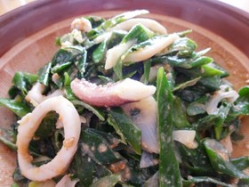 ネギとイカのぬた ▶️酢みそ和え