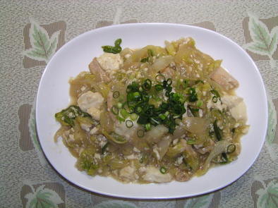 豆腐で炒め物の写真
