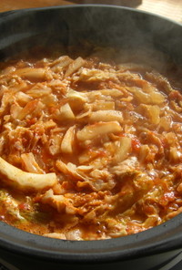 白菜と豚バラのミルフィーユ鍋 トマト味