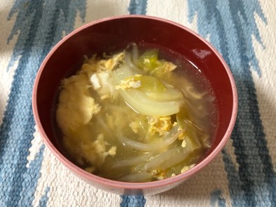 簡単時短キャベツともやしの中華風スープの写真