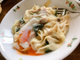 豆乳の簡単カルボナーラ♪