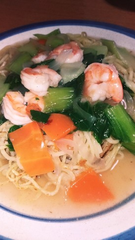 海老と青梗菜のあんかけ焼きそば