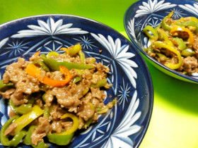*しゃぶしゃぶ用牛肉で青椒肉絲*