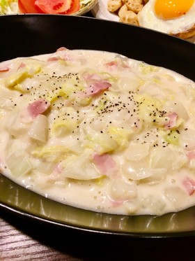 簡単もっちりトロリお餅と白菜のクリーム煮