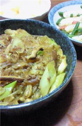挽肉と春雨の炒め煮。和風カレー風味★