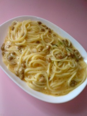 納豆キムチ☆ネバ辛パスタ