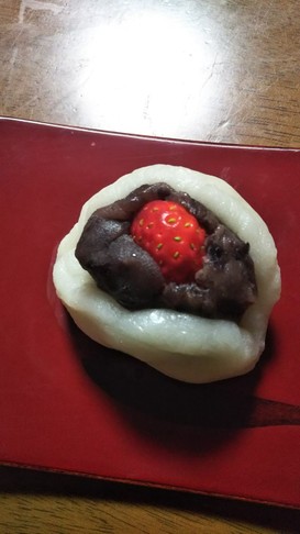 切り餅で作る苺大福( ☆∀☆)