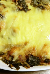 京菜とベーコンのチーズのせオーブン焼き