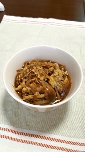 牛蒡としめじと豚肉の卵とじ