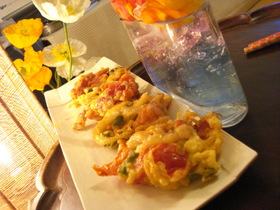 ✿アスパラとトマトのかき揚げ✿