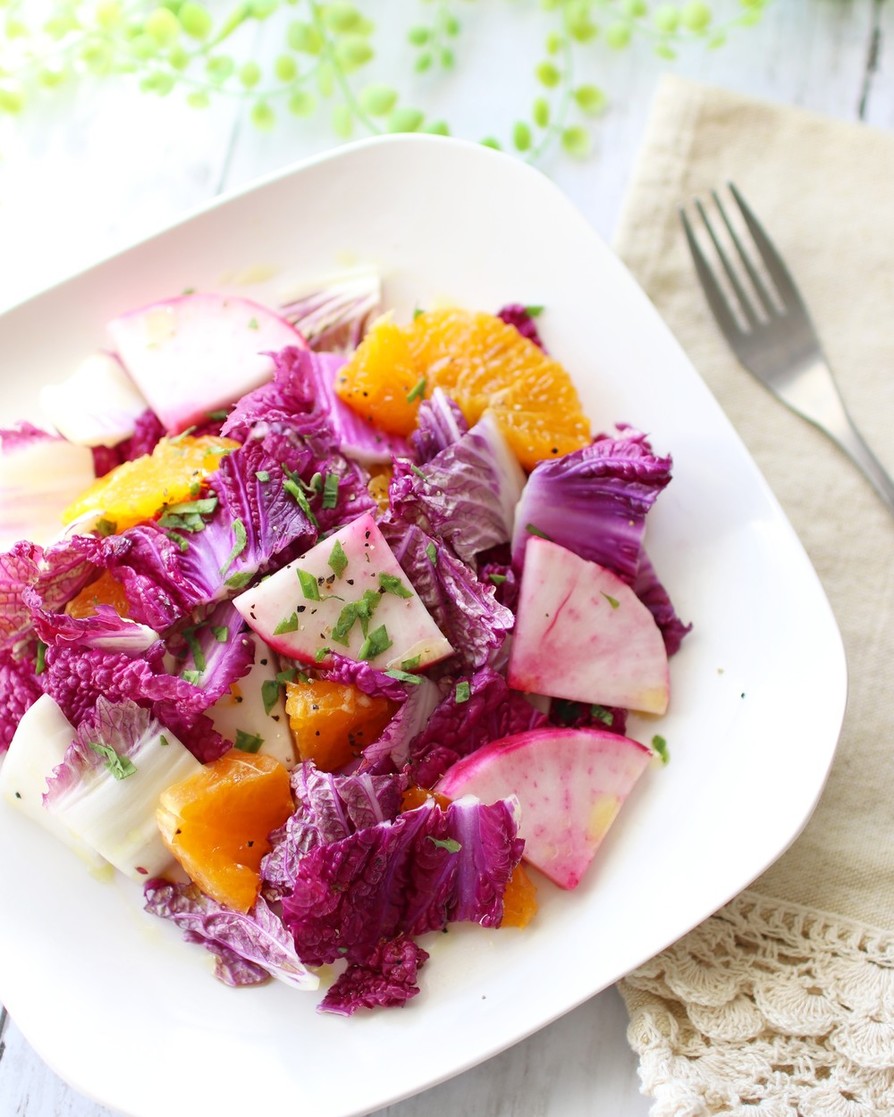 紫白菜と赤カブのサラダの画像