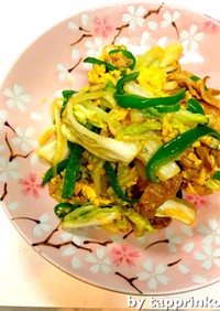 豚こま☆簡単メイン白菜と卵のチャプチェ風
