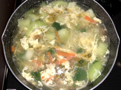 温まる！チンゲン菜と卵のスープの写真