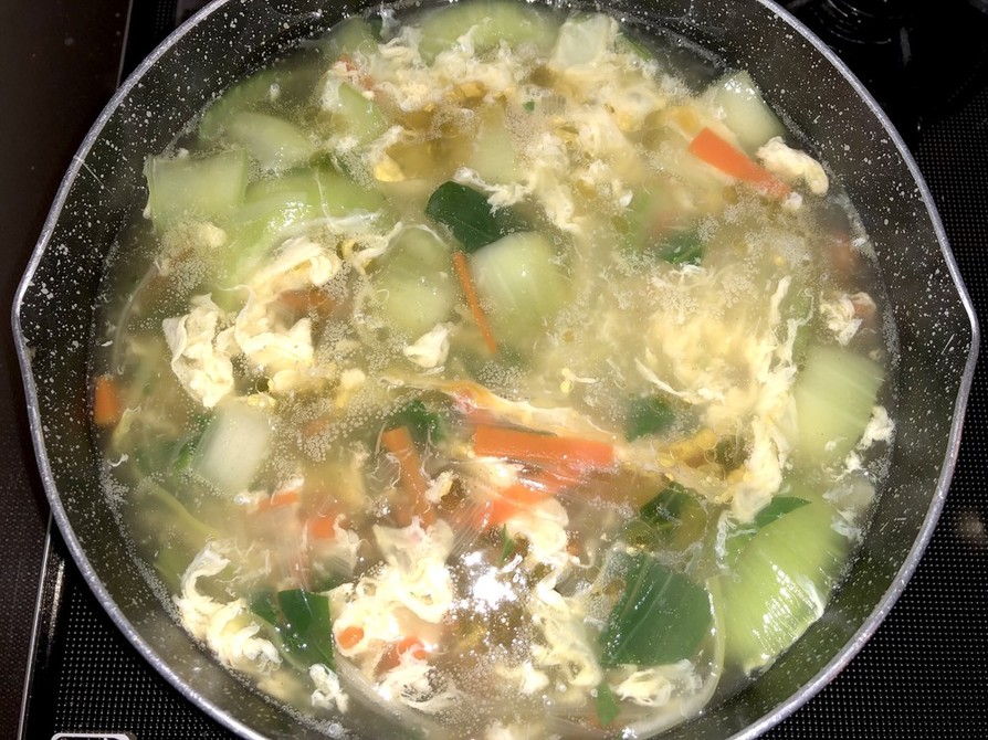 温まる！チンゲン菜と卵のスープの画像