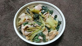 ターサイと豚バラ肉の香味ピリ辛炒め