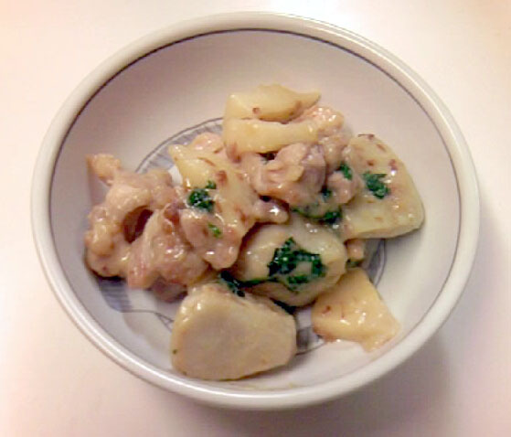 旬の食材で☆鶏肉と根菜＆筍の梅味噌炒めの画像