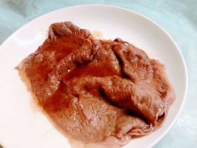 すき焼き風!薄切り牛肉の1枚焼き
