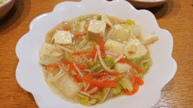 白菜とシーチキンの中華餡掛け豆腐入り