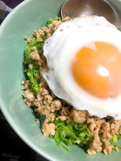 キャベツと鶏そぼろの月見のせ丼☆の写真