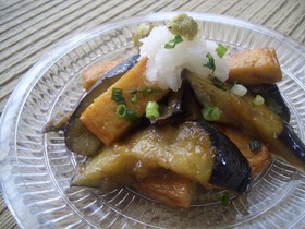 茄子の揚げ浸し(わさび風味)