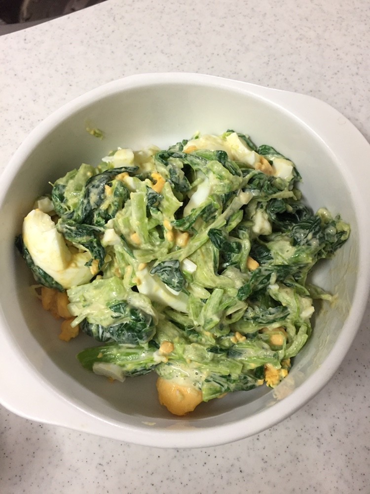 小松菜と茹で卵のオーロラソース和えの画像