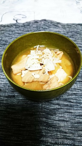 我が家のモツ煮、味噌仕立て