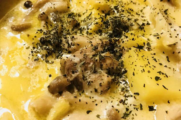 鶏肉ときのこ１パックのクリームシチュー レシピ 作り方 By Bistromiti クックパッド