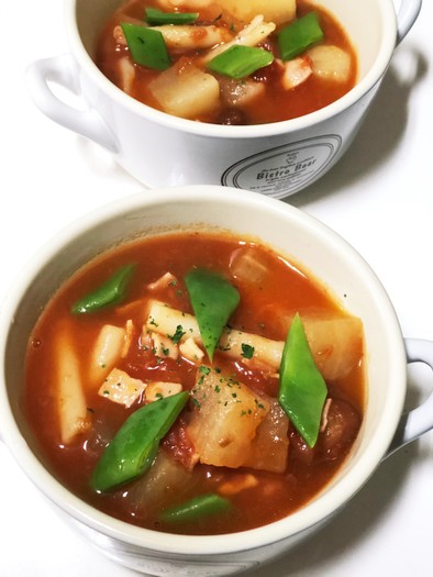 時短♡コロコロ大根と金時豆のトマトスープの写真