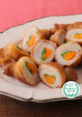 笹かまと野菜の肉巻き照り焼き