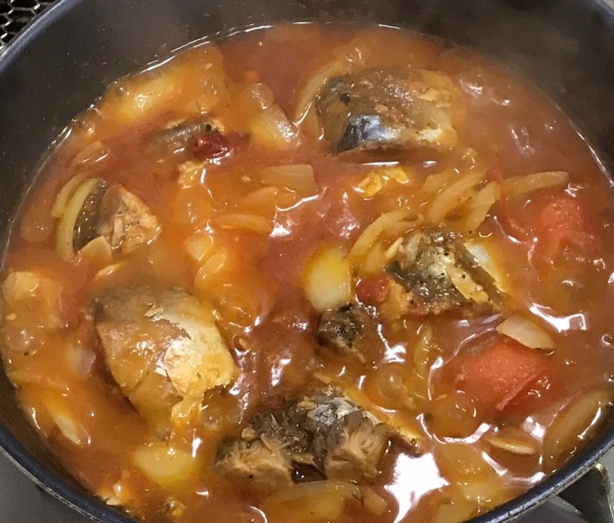鯖水煮・トマト缶のアラビアータ(パスタ)の画像