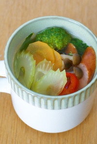 マグカップで野菜スープ