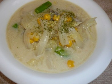 白菜たっぷり豆乳スープの写真
