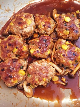 豚ひき肉と豆腐の肉団子ケチャップ煮