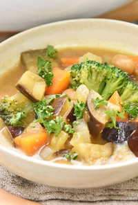 大豆と野菜と玄米甘酒のカレースープ