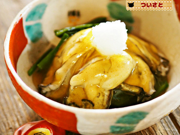 酒蒸し牡蛎のあんかけ