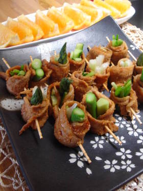 油不使用!味噌豚のアスパラ巻き