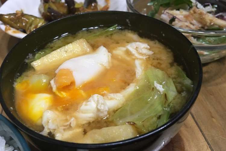 炒めて美味しいキャベツと卵の味噌汁 レシピ 作り方 By Nyan10ka クックパッド