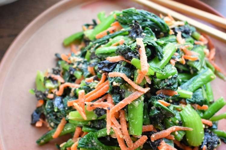 5分で完成 小松菜と人参のナムル レシピ 作り方 By 美桜 みお クックパッド 簡単おいしいみんなのレシピが373万品