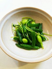 豆苗 いんげん豆 枝豆 塩炒めの写真