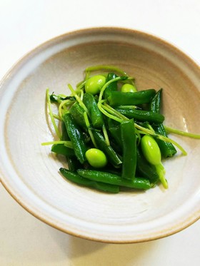 豆苗 いんげん豆 枝豆 塩炒め