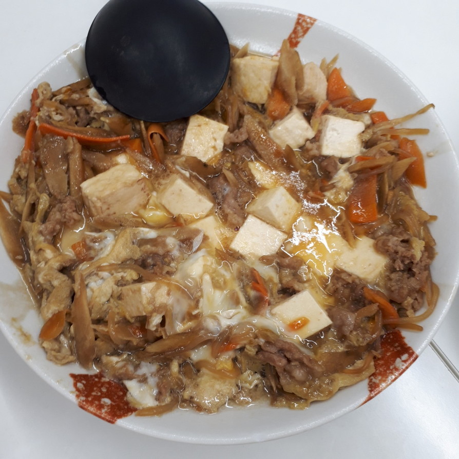 サッポロ一番残りスープde肉豆腐の卵とじの画像