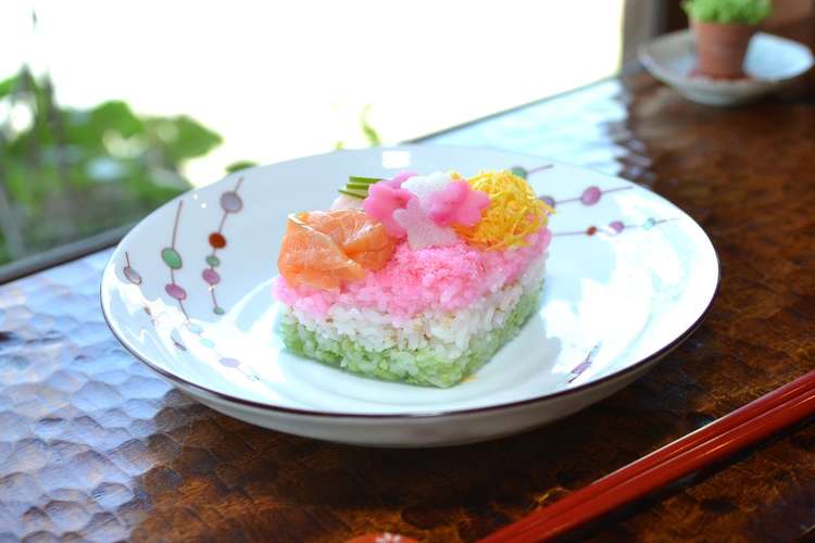 簡単3色寿司ケーキひな祭りひし餅風 レシピ 作り方 By 柴犬カール クックパッド