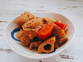 練りごまで☆ 鶏だんごと根菜のごまみそ煮